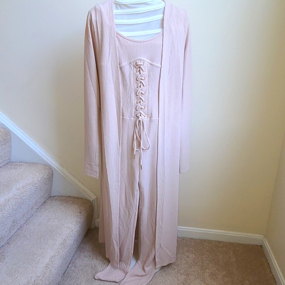 "Mindy Ribbed Layering Jumpsuit & Cardigan" - Picture 3 of 8